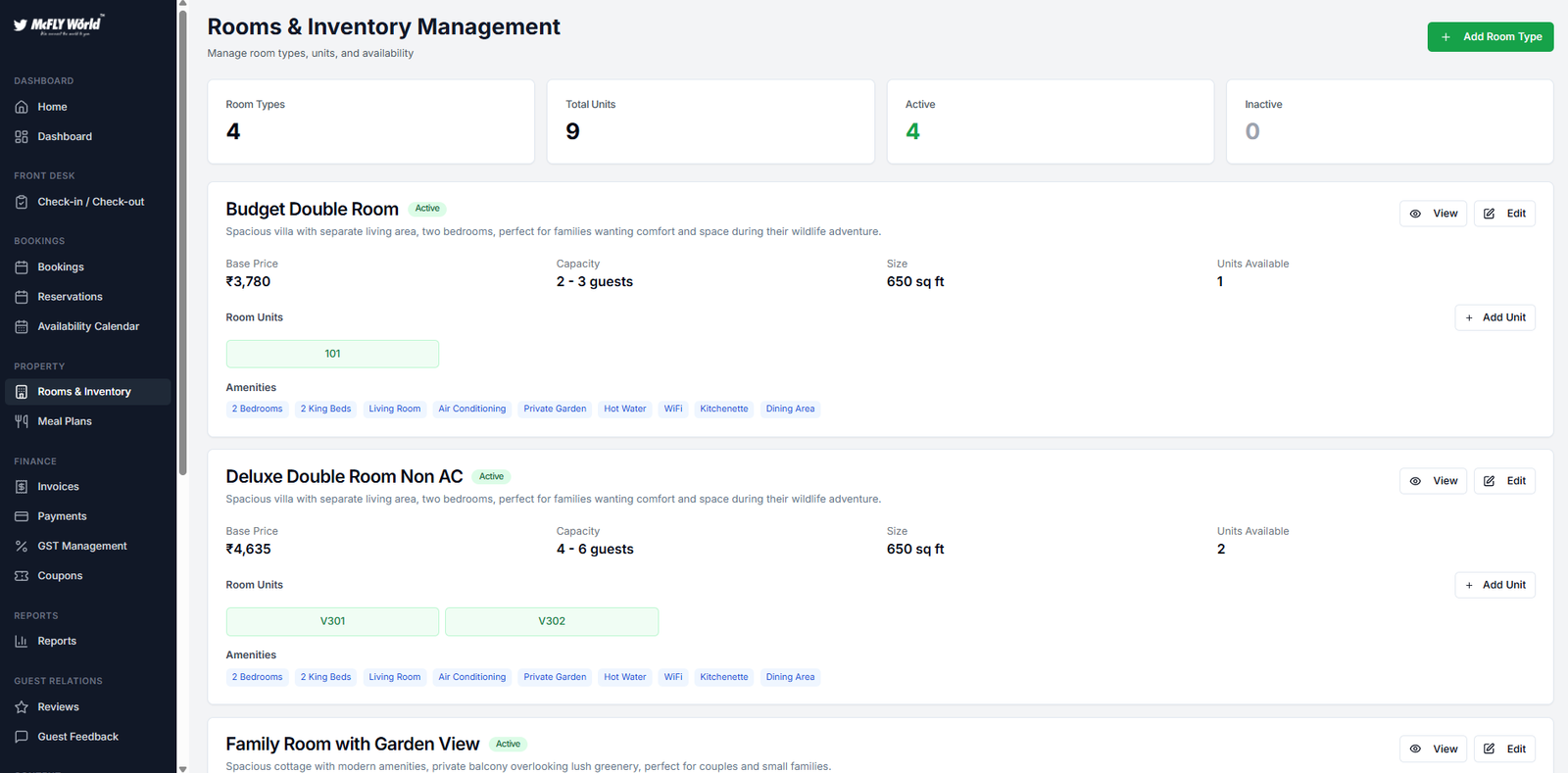 Rates & Inventory Management